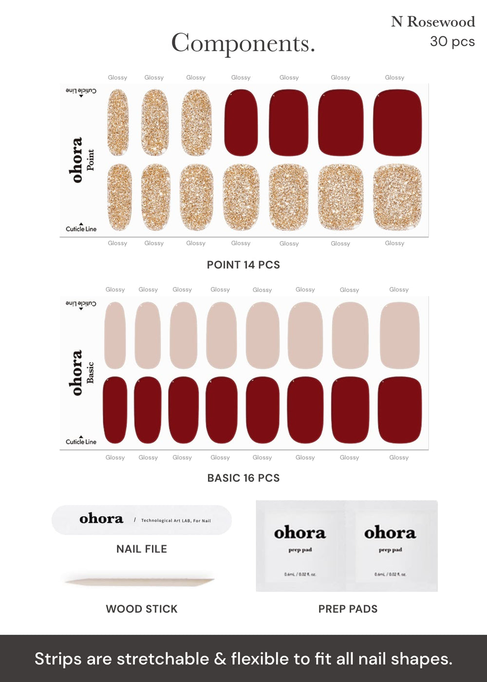 ohora included prep pads and tools for precise nail prep.