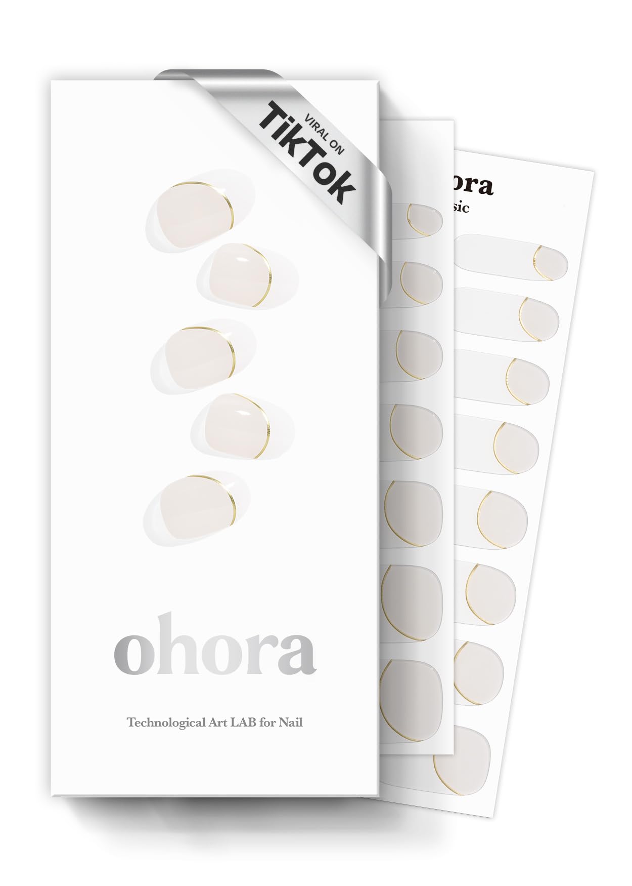 ohora Semi Cured Gel Nail Strips N Sylph White French pack for salon-ready nails at home.
