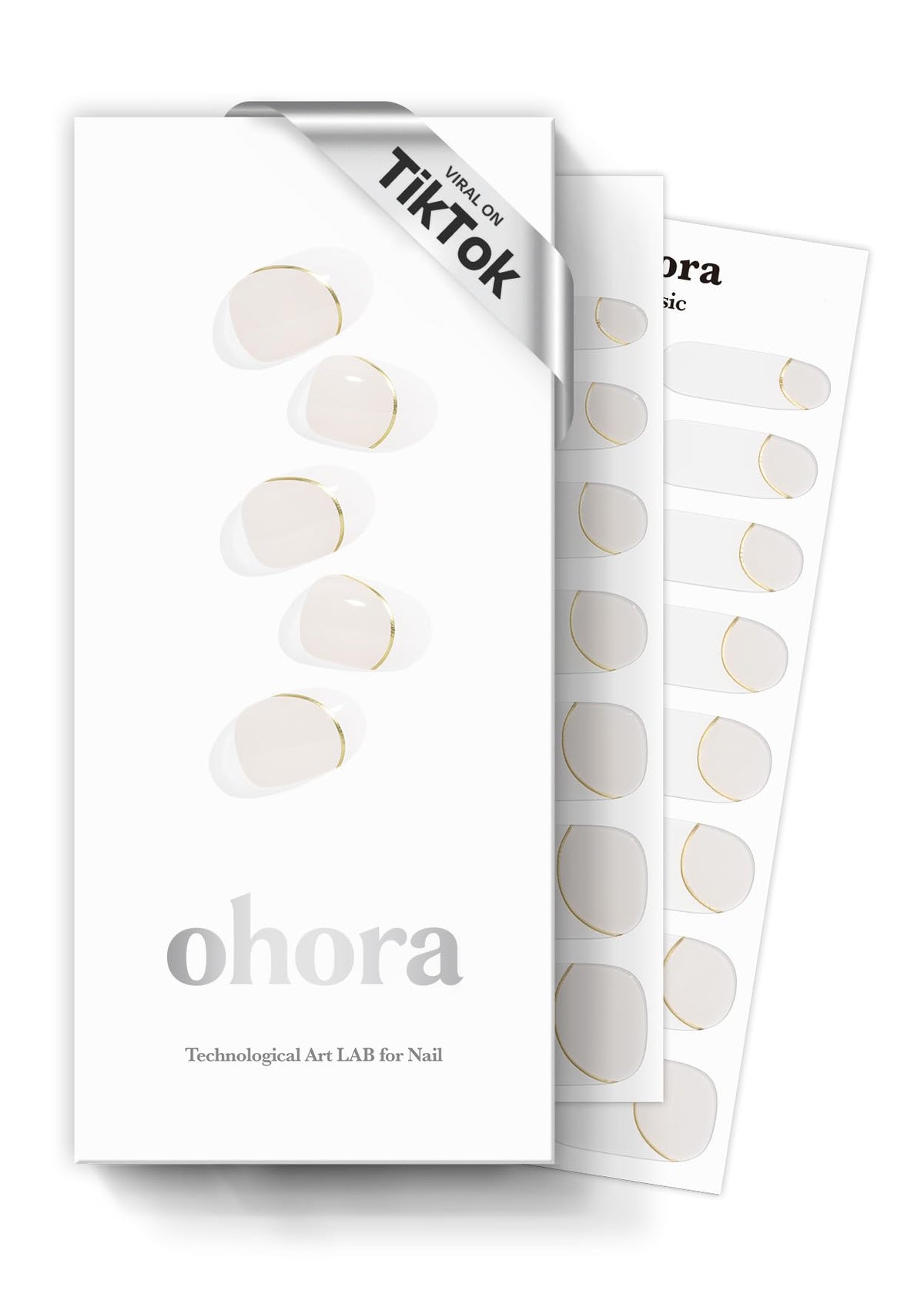 ohora Semi Cured Gel Nail Strips N Sylph White French pack for salon-ready nails at home.