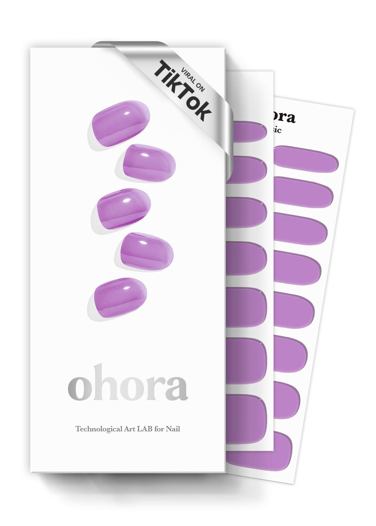 ohora semi cured gel nail strips in purple tint pop easy at-home application.