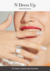 ohora N Dress Up white patterned design closeup for chic nails