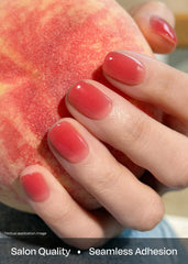 ohora Peach Jelly nails after cure showcase glossy finish