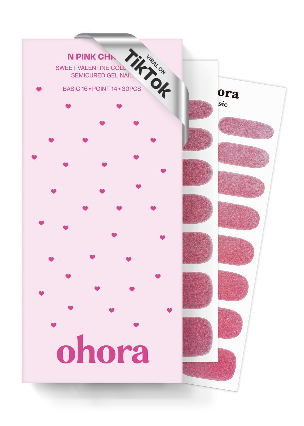 Ohora semi-cured nail strips pink chrome kit for salon-quality nails at home