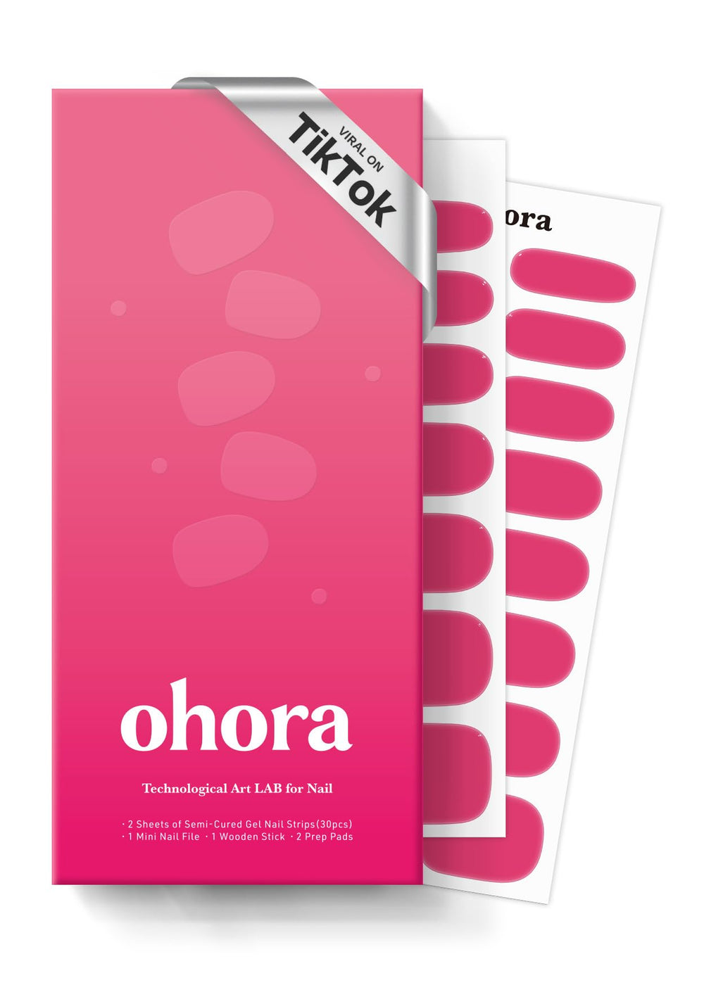 ohora semi-cured nail strips pink packaging ready-to-use kit for at-home nails