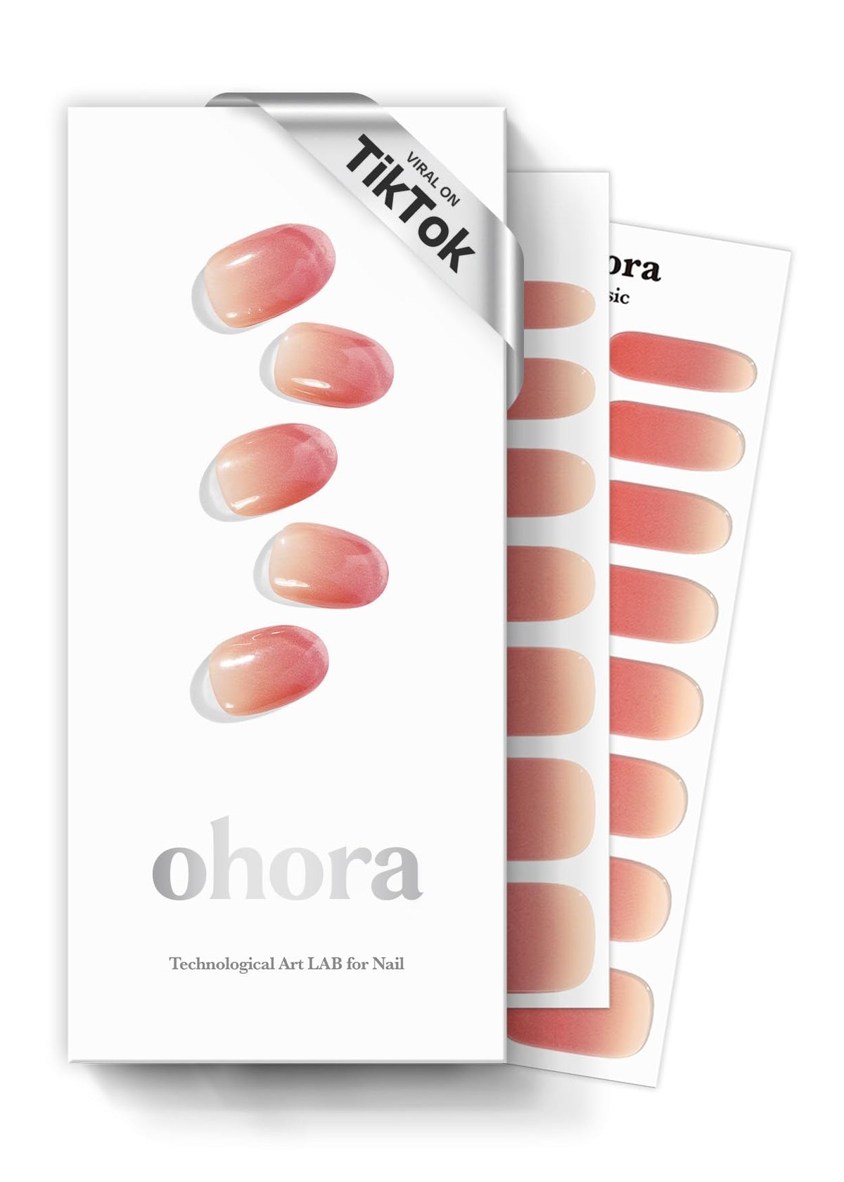 ohora semi cured gel nail strips red ombre close-up for long-lasting salon-quality manicure