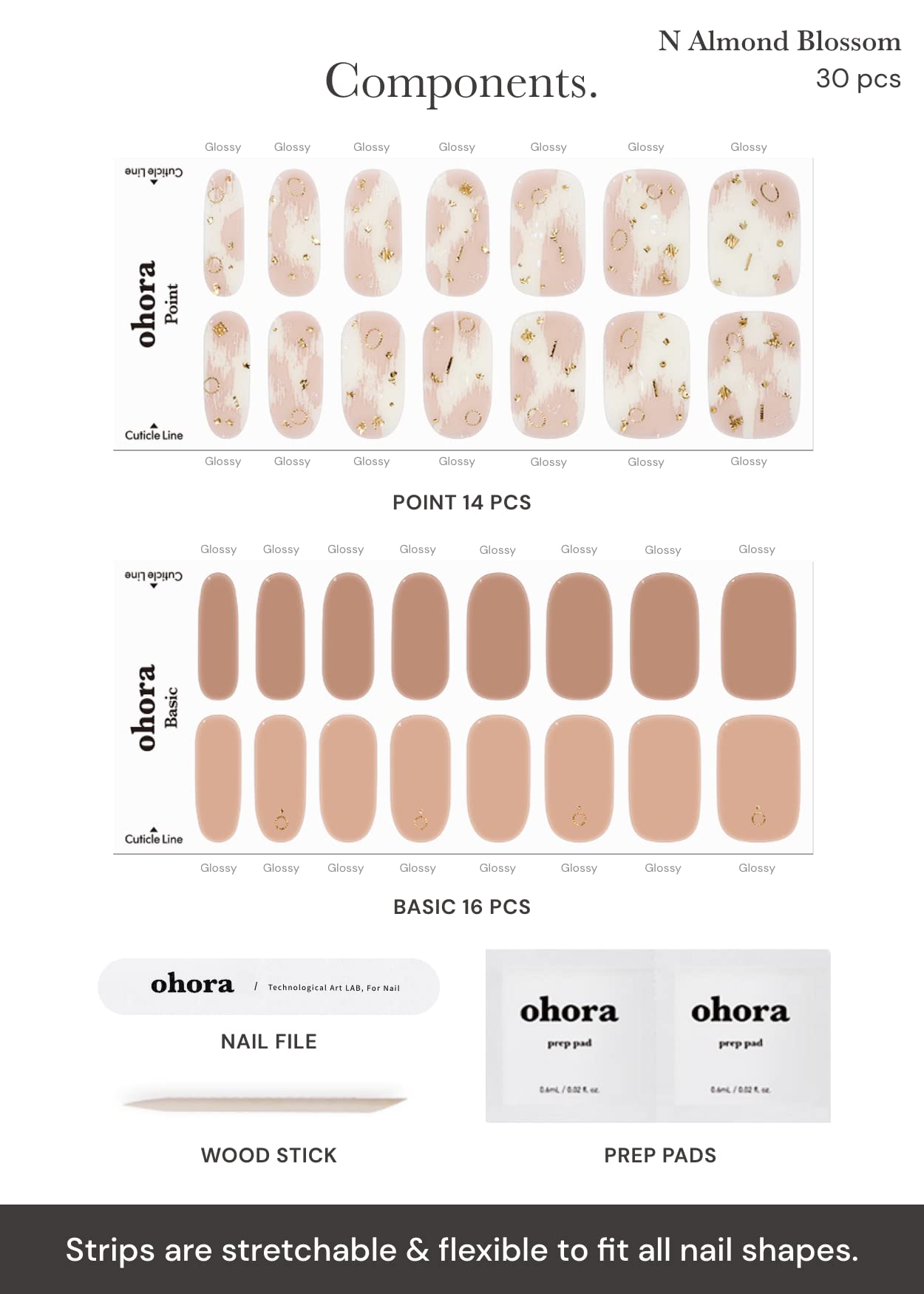 ohora wooden stick nail art tool—helps lift and place strips accurately