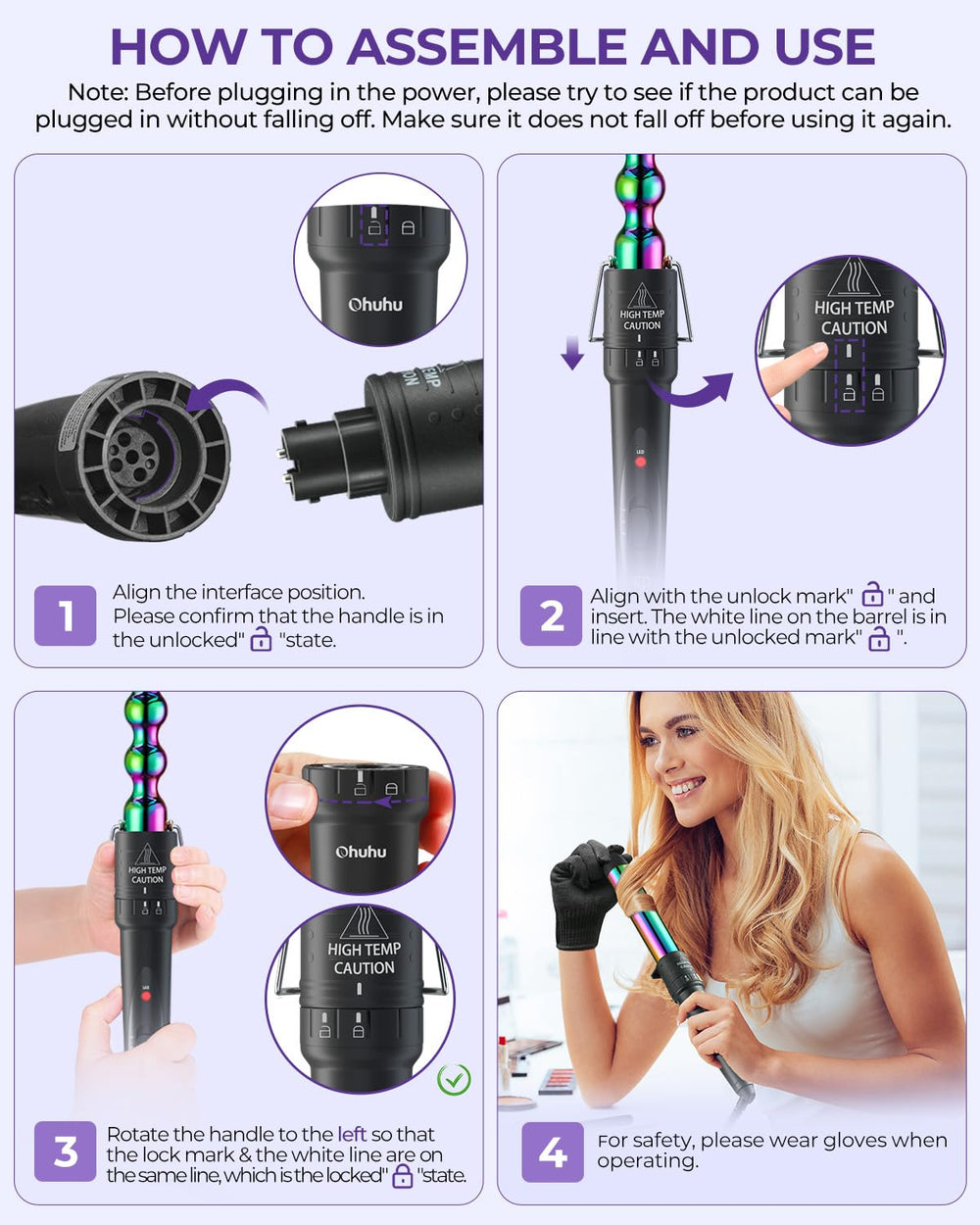 Ohuhu dual voltage curling wand works worldwide for travel styling
