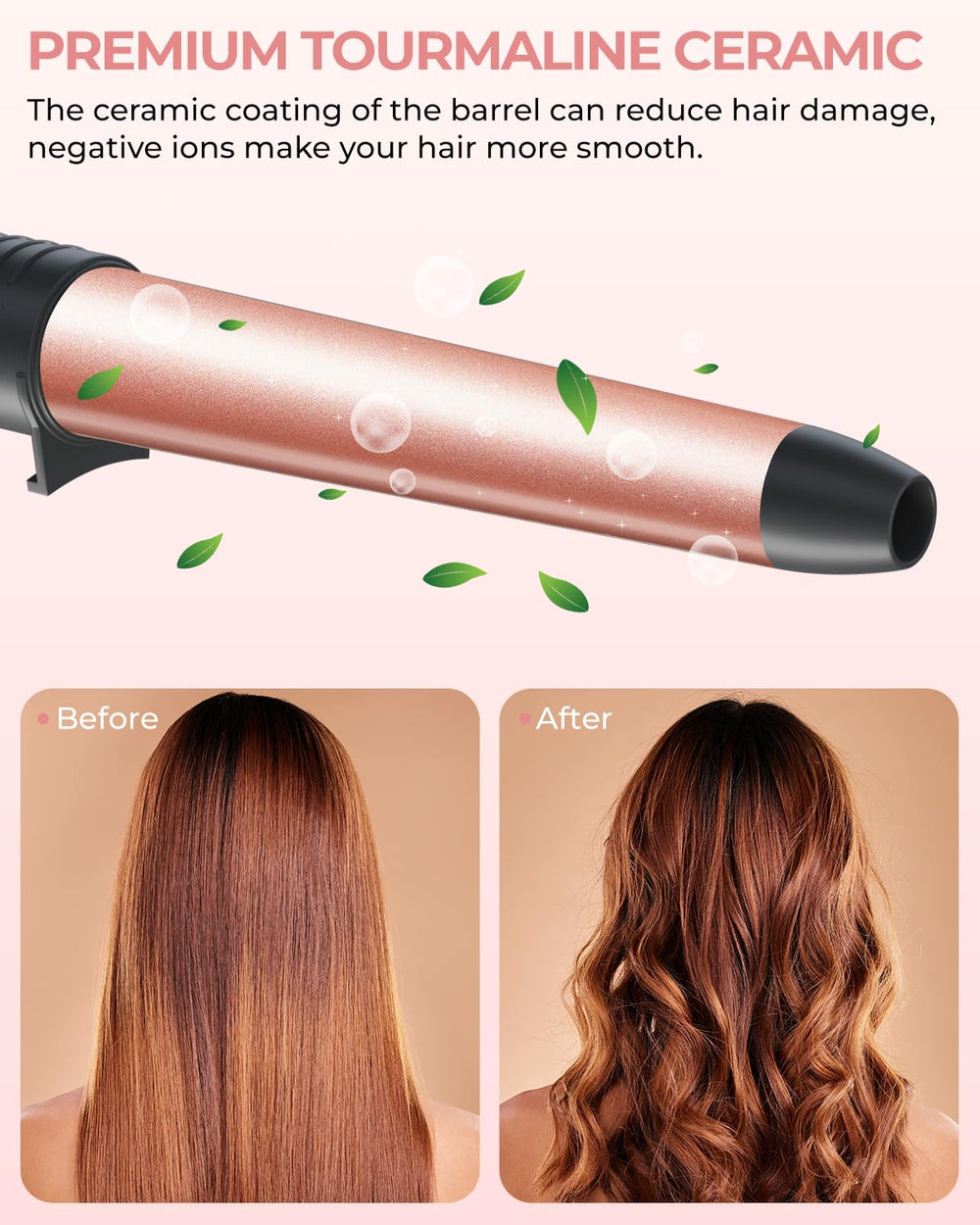 Ohuhu curling wand barrel 1-1.25 inch for large, voluminous curls