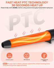 Ohuhu curling wand 1-1.25 inch barrel for voluminous curls.