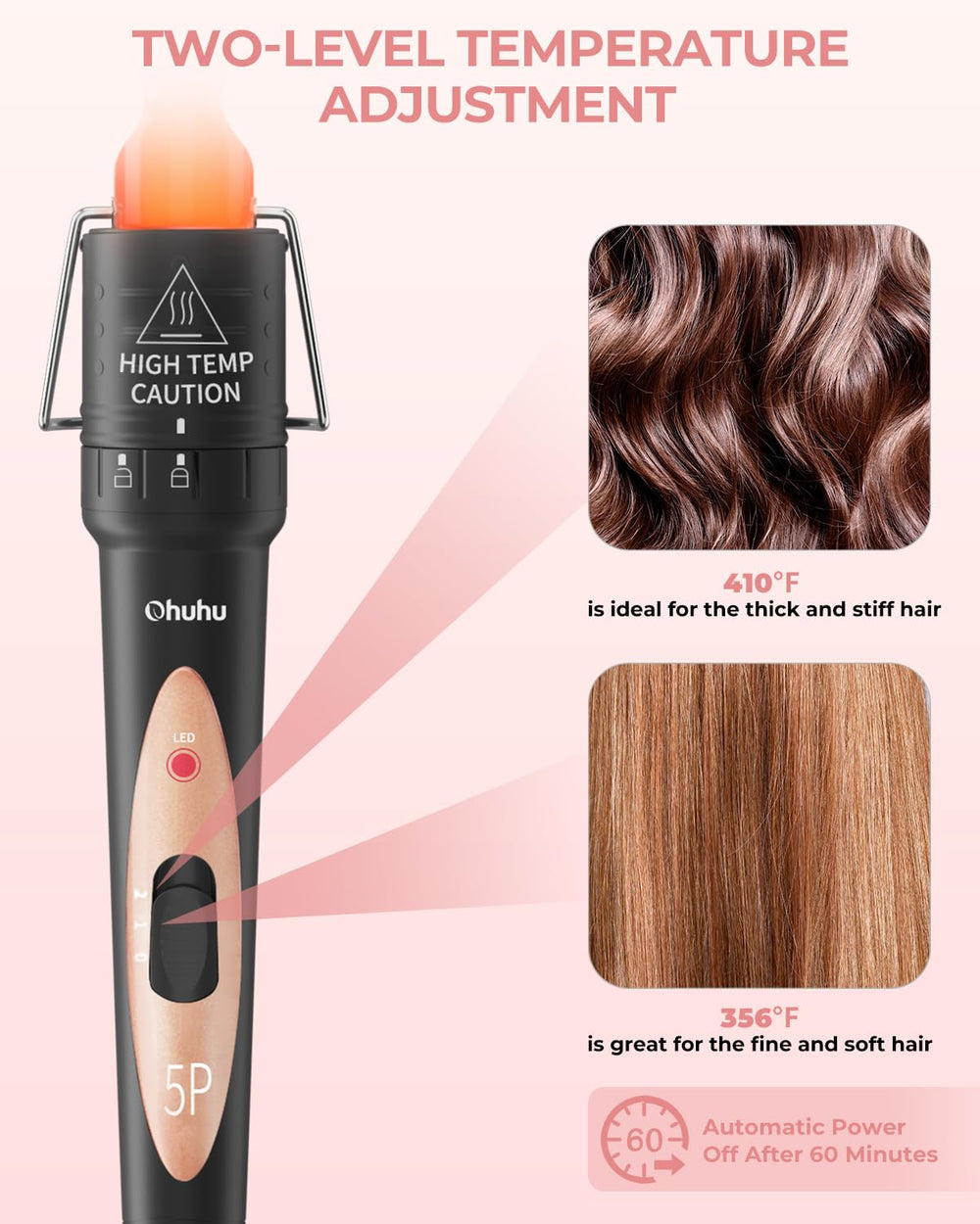 Ohuhu curling wand barrel 1 in for classic, defined curls