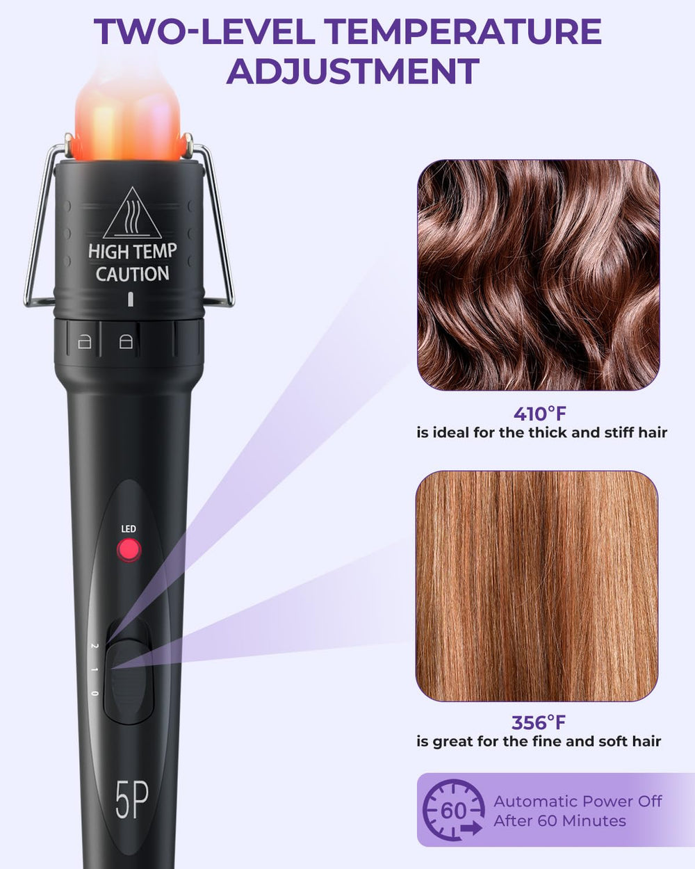 Ohuhu curling wand with two clips and accessories for secure styling