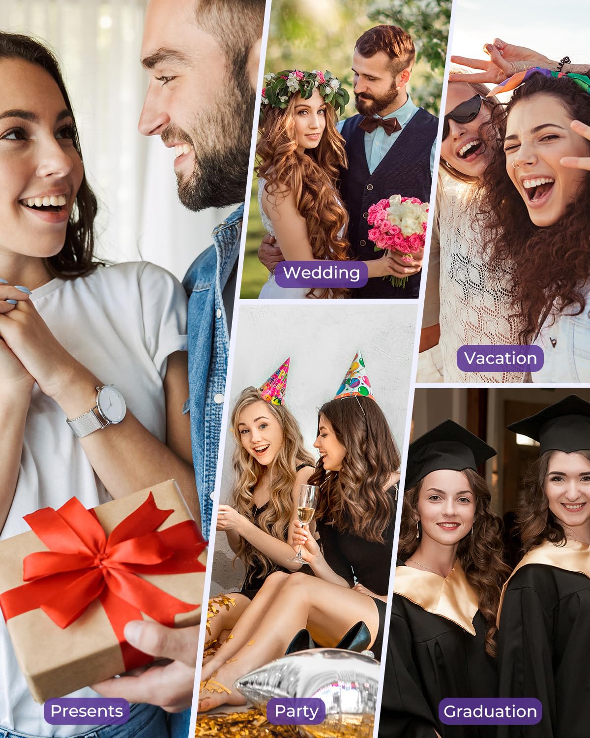 Ohuhu wand set at different heat settings for various hair types