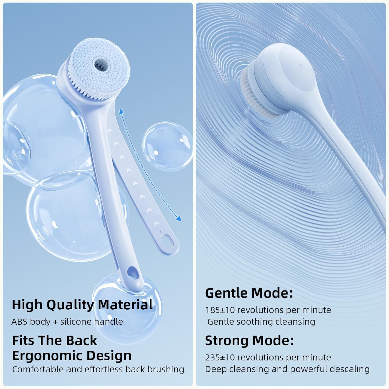 OhXiYu electric body brush lotion-applicator head for even product application.