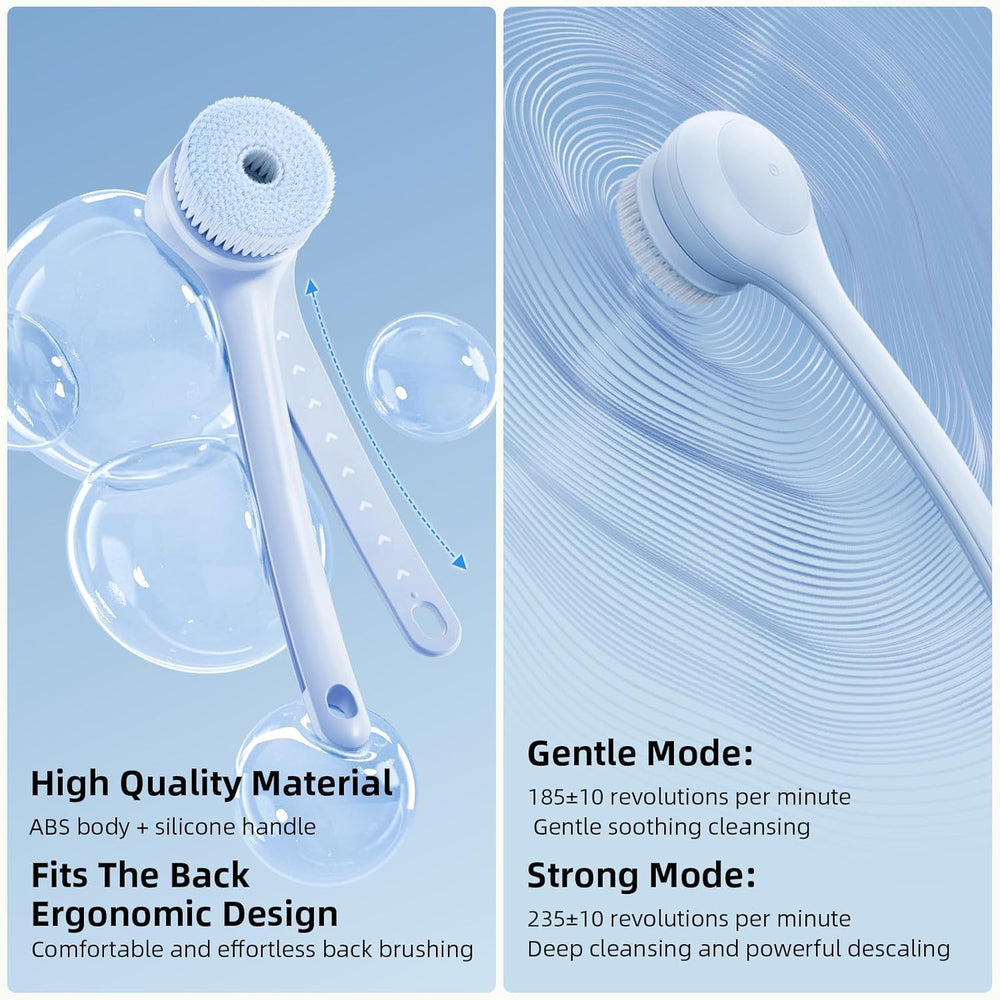 OhXiYu electric body brush lotion-applicator head for even product application.