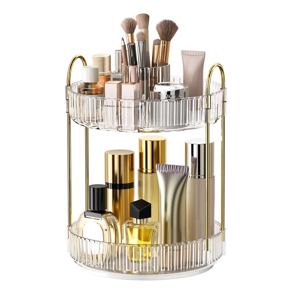 Oifecsie large-capacity skincare storage organized with cosmetics, skincare jars, and serums within reach.