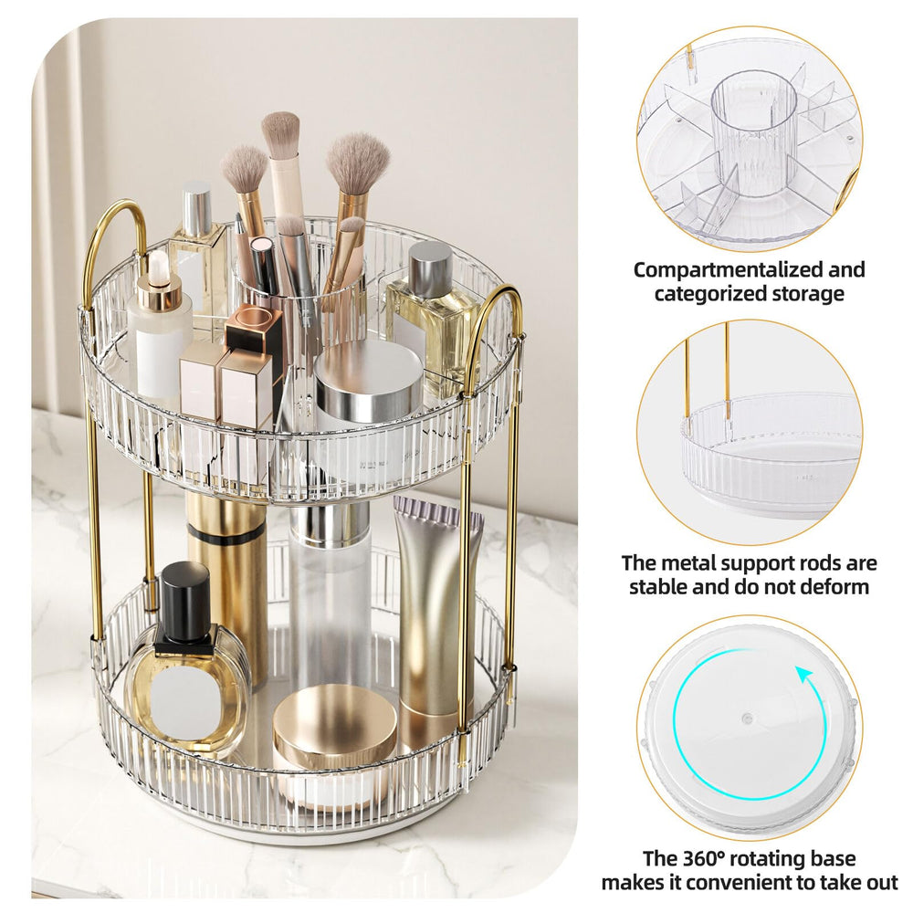 Oifecsie vanity organizer on dresser showcases makeup collection for easy selection.