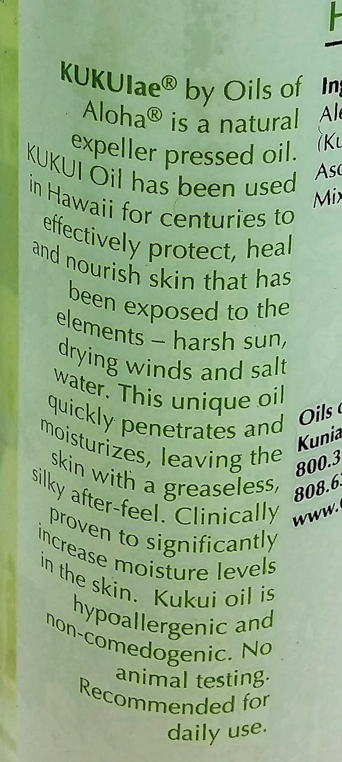 Oils of Aloha Kukui Oil used as eye-area makeup remover