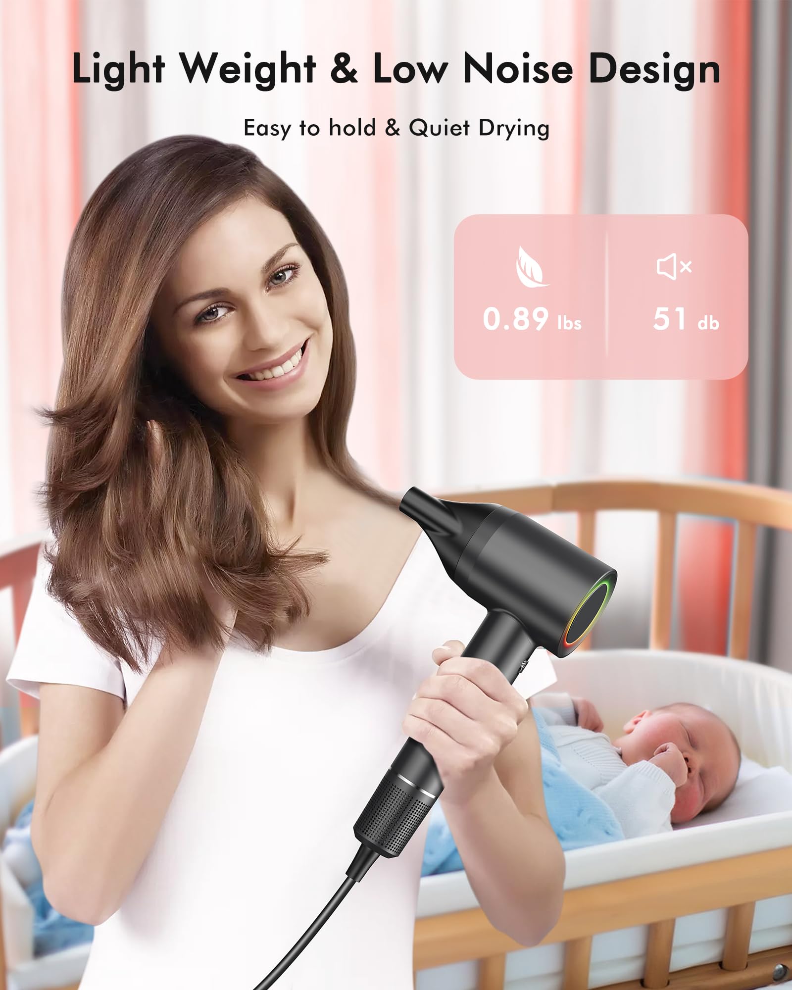OIMYE hair dryer magnetic diffuser and nozzle for versatile styling.
