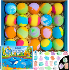 OinkSplash bath bombs reveal glow-in-the-dark surprise toys for playful bath time.
