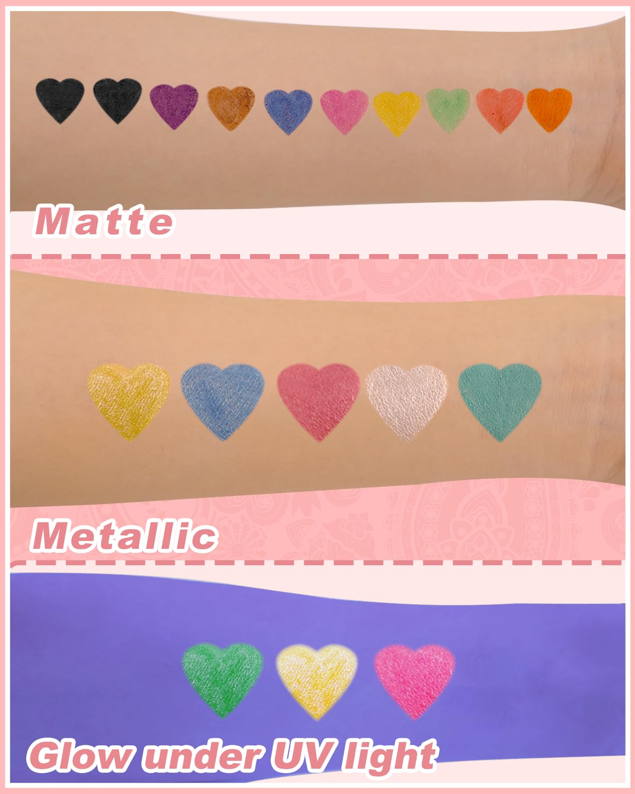Oiomniv glitter neon colors ready for festive, standout body art.