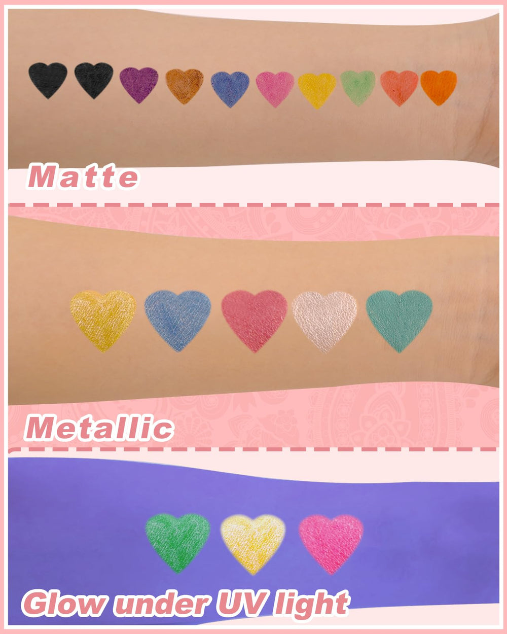 Oiomniv glitter neon colors ready for festive, standout body art.