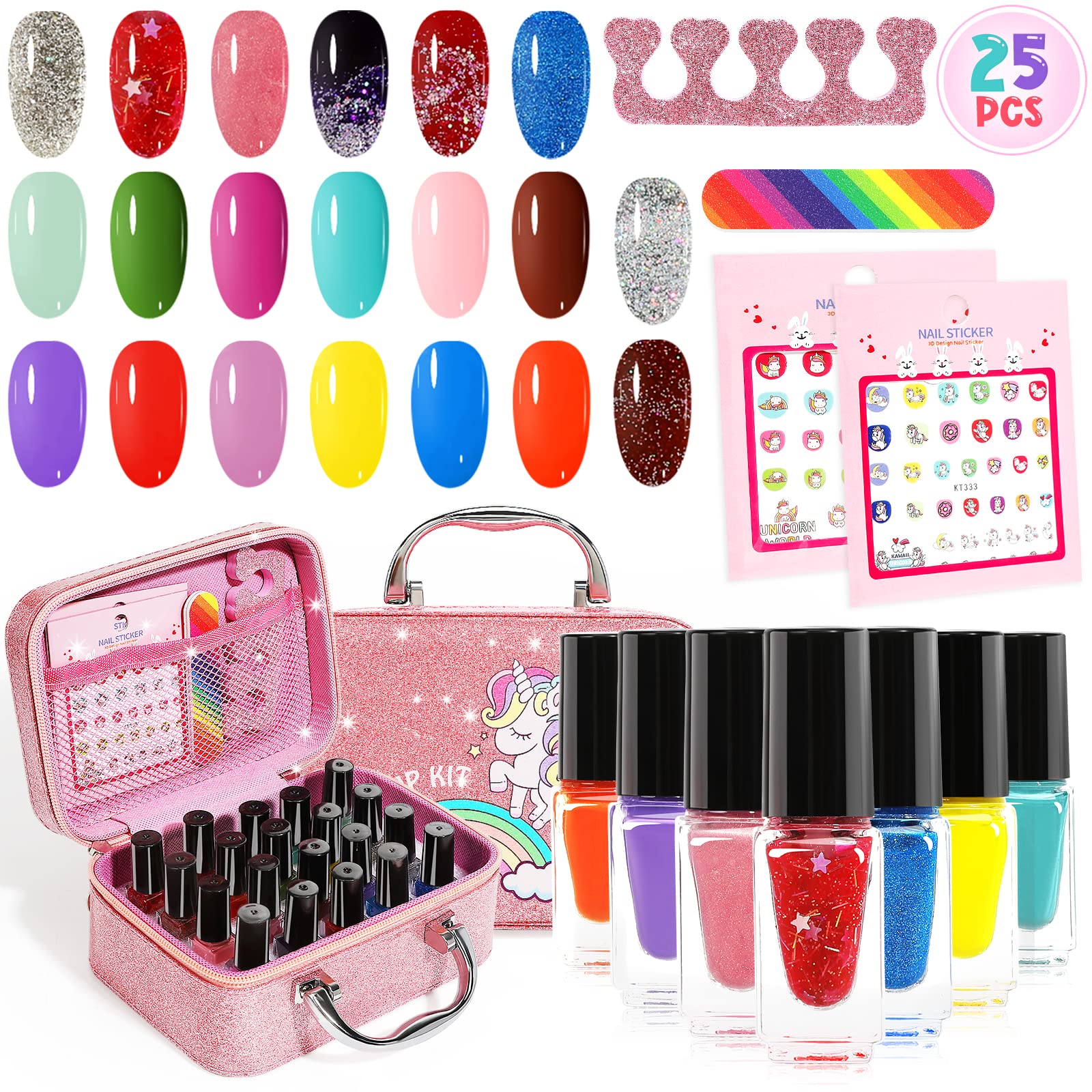 Oisacirg kids nail polish set color palette with 20 shades for playful manicures