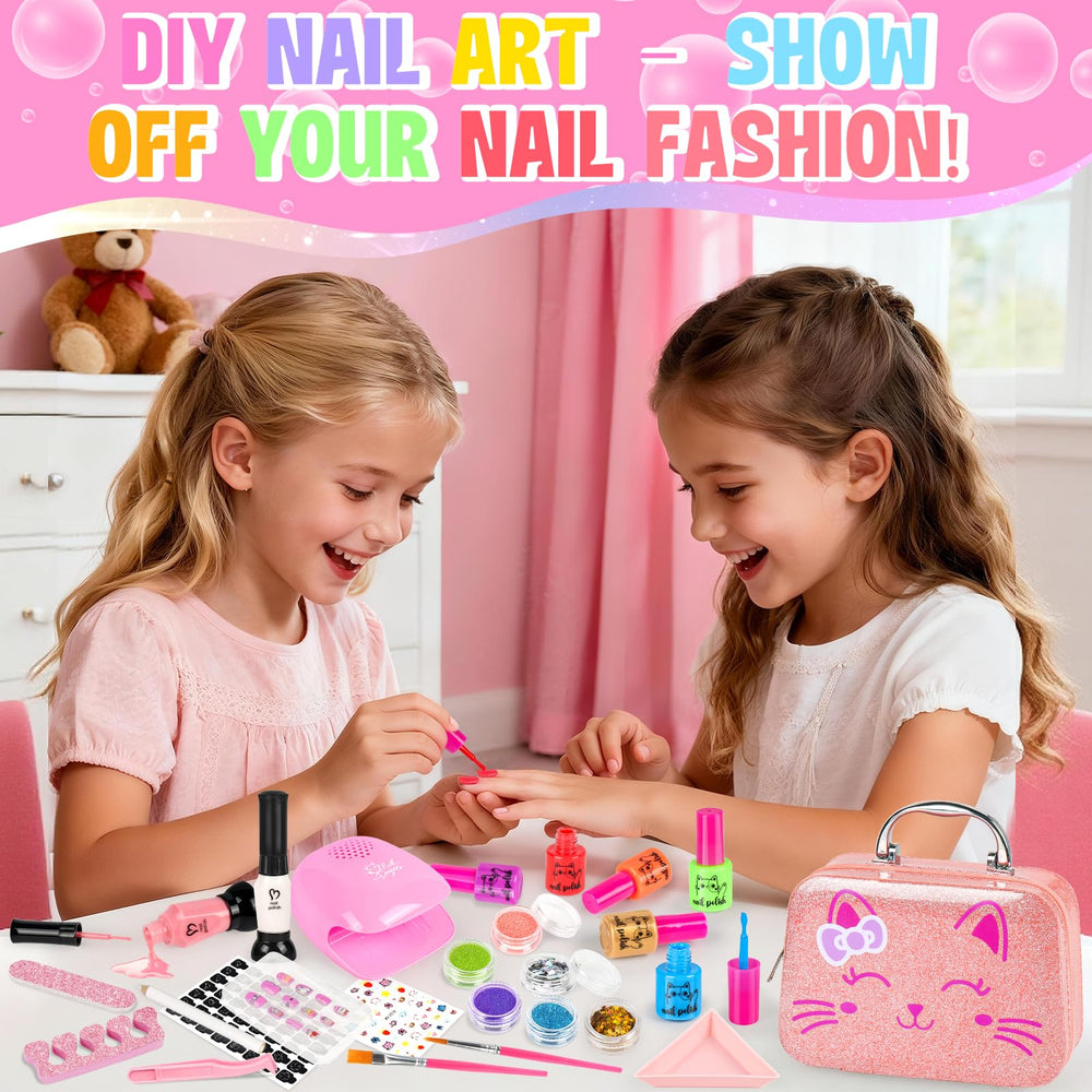 Oisacirg Kids Nail Polish Set glitter powder enhances sparkly accents for tiny fashionistas.