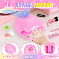 Oisacirg Kids Nail Polish Set nail dryer dries nails quickly with room-temperature air.