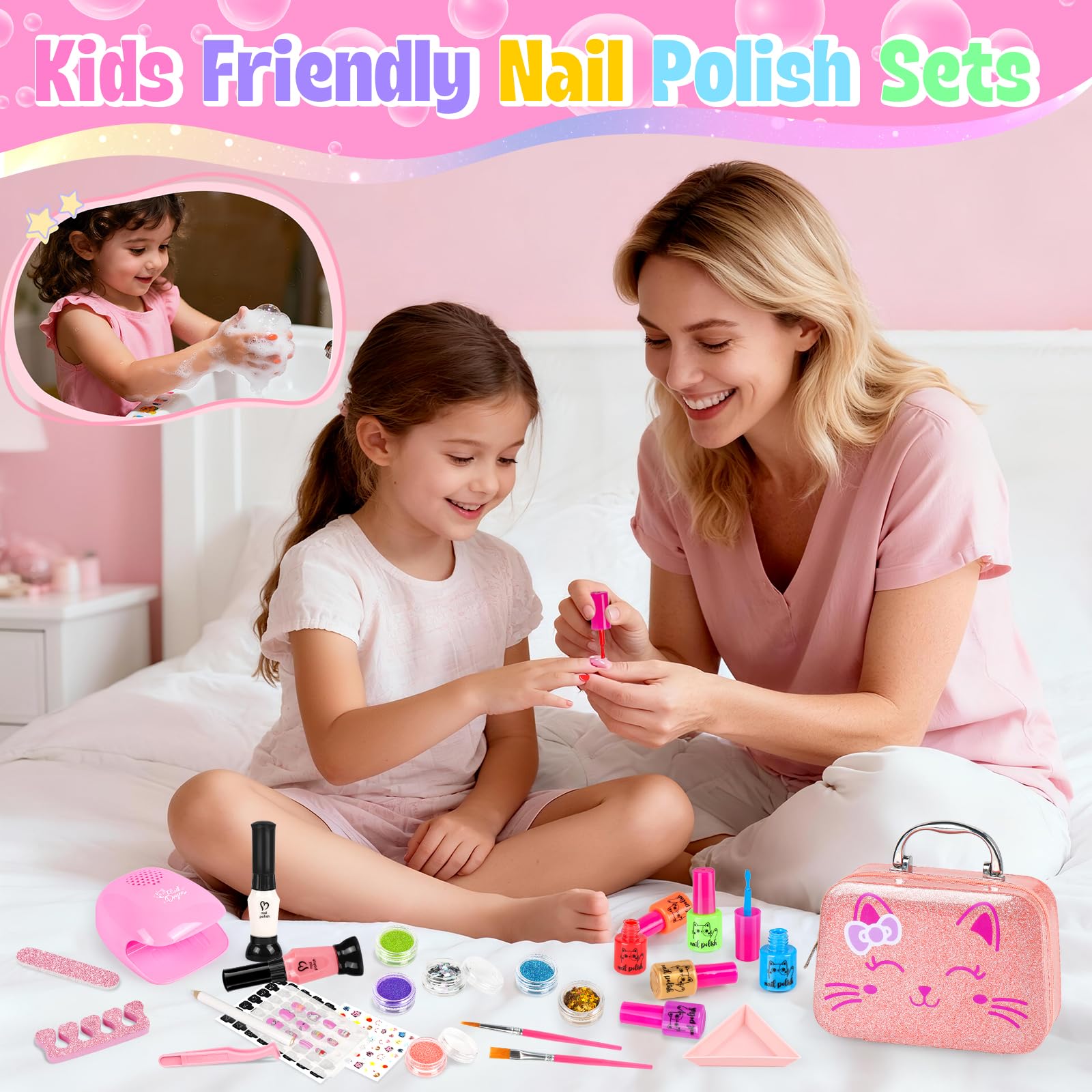 Oisacirg Kids Nail Polish Set sequins add shine for festive nail art ideas.