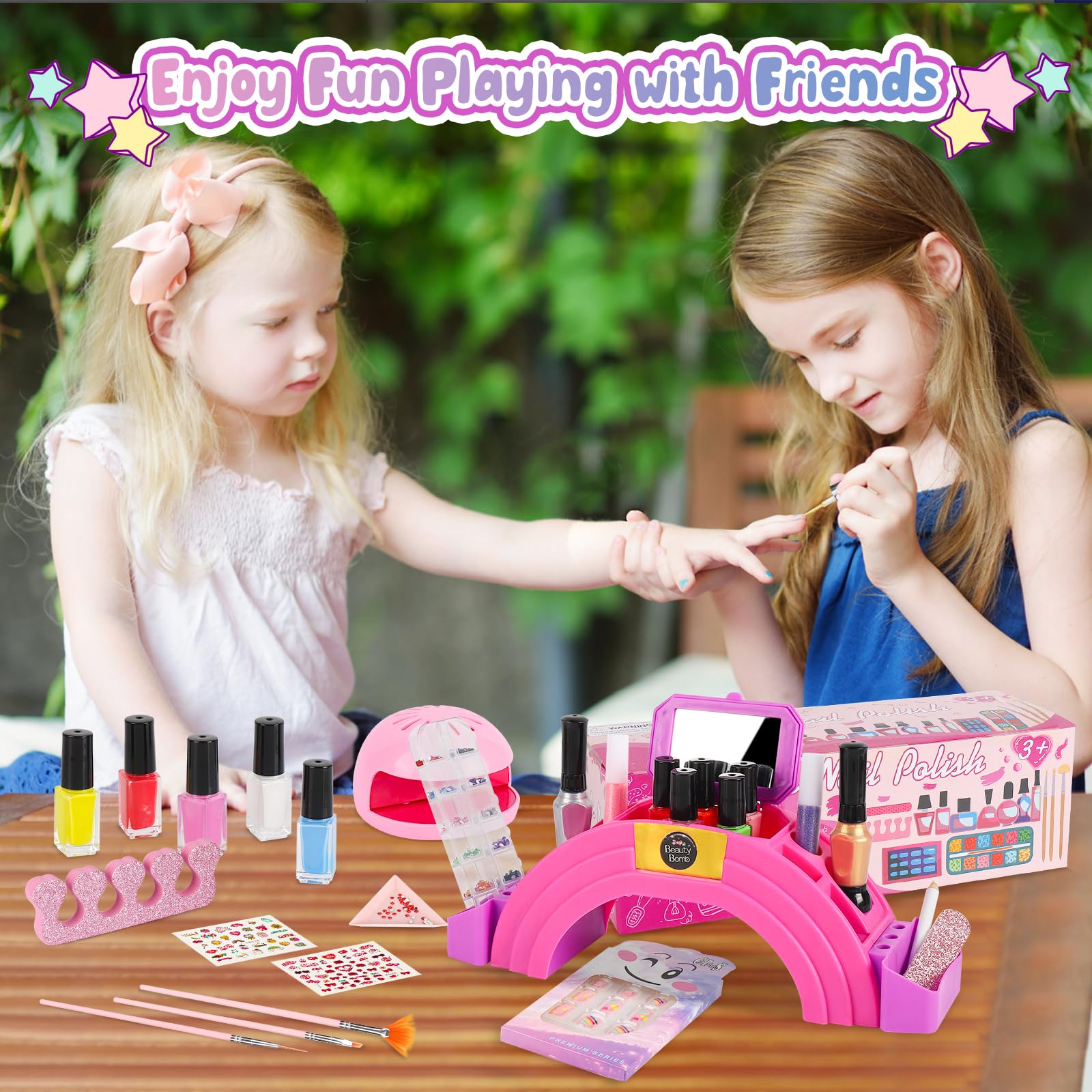 Oisacirg toe splitter, nail stickers, and tools enhance safe, imaginative play.