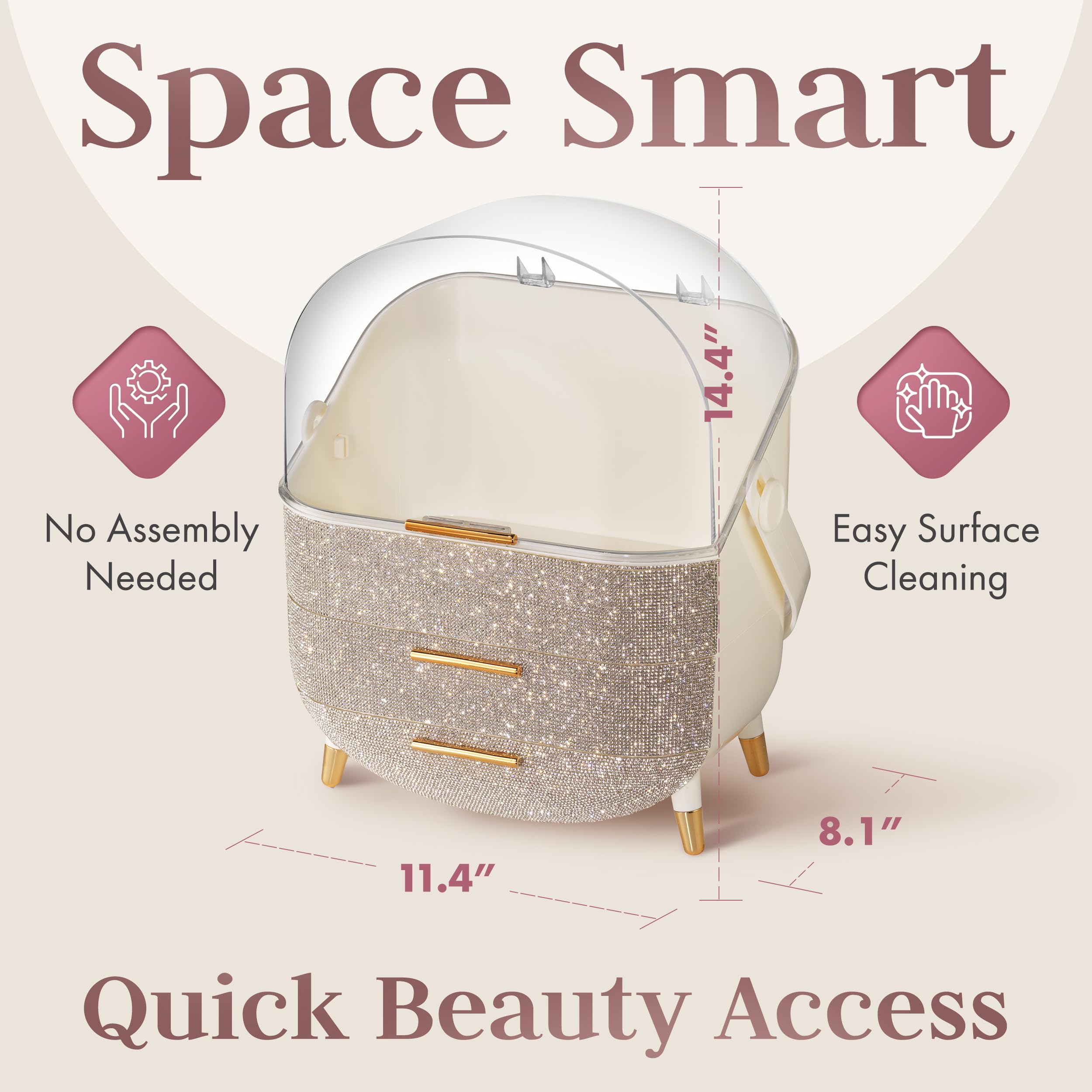 Oizeir carry-handle makes it easy to move your beauty setup between rooms.