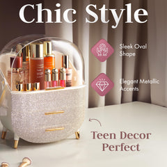 Oizeir organizer with deep drawers stores full skincare routines.