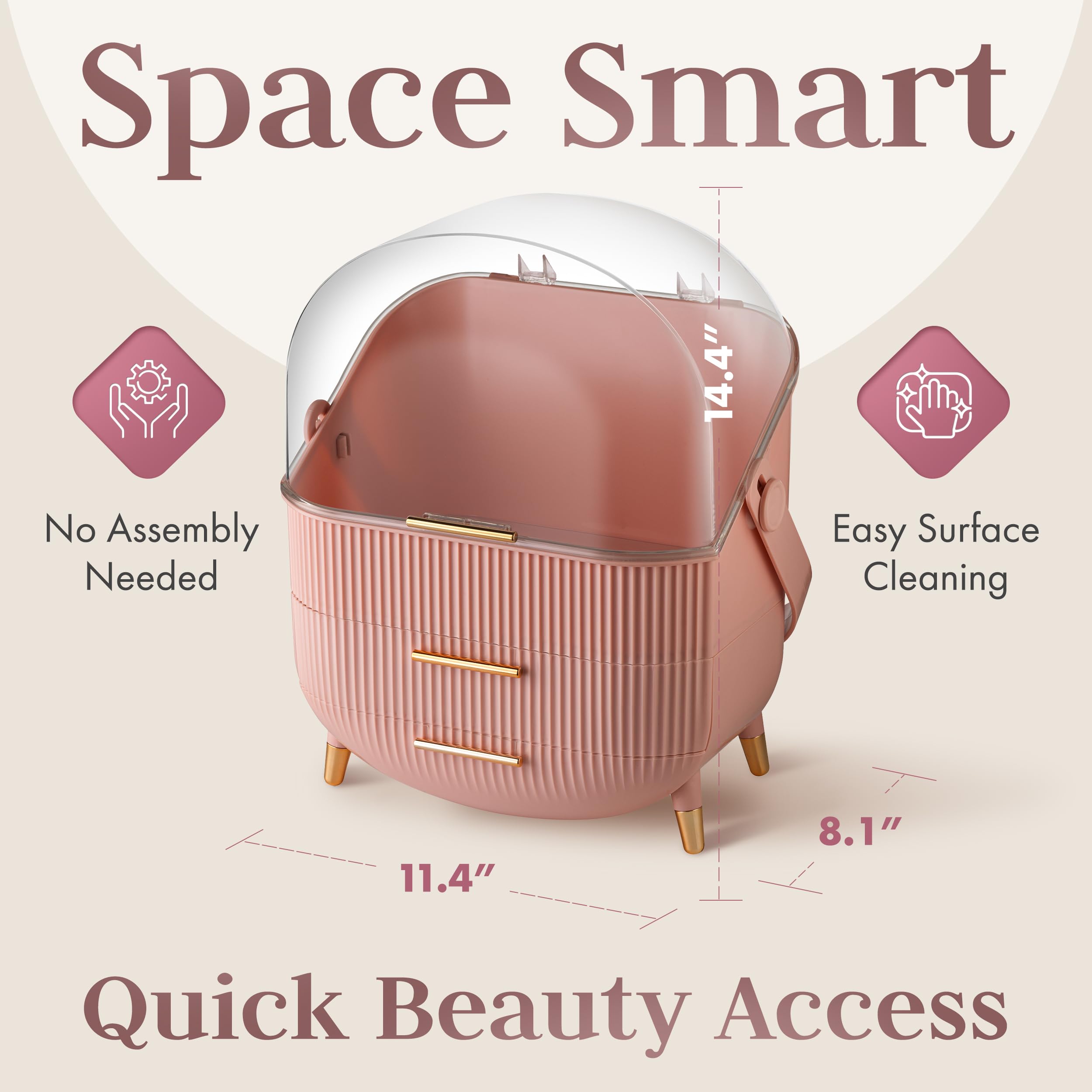 Oizeir large cosmetic organizer oval shape stores daily essentials neatly for quick routines.