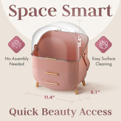 Oizeir large cosmetic organizer oval shape stores daily essentials neatly for quick routines.