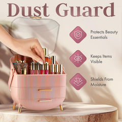 Oizeir skin-care organizer with drawers keeps brushes and bottles organized and accessible.