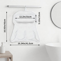 OiZenhio Bath Pillow 4D mesh close-up showing airy diamond-weave fabric for quick-dry comfort