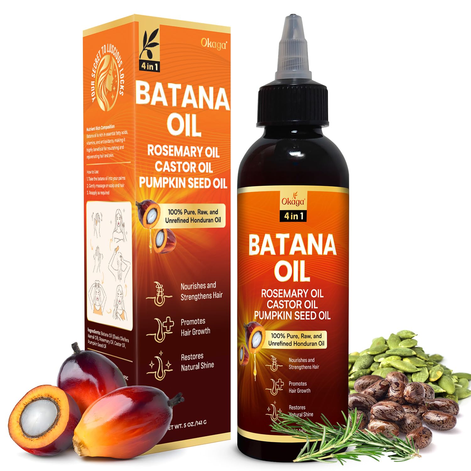 Okaga Batana Oil rosemary-drops nourish scalp and hair for healthy shine