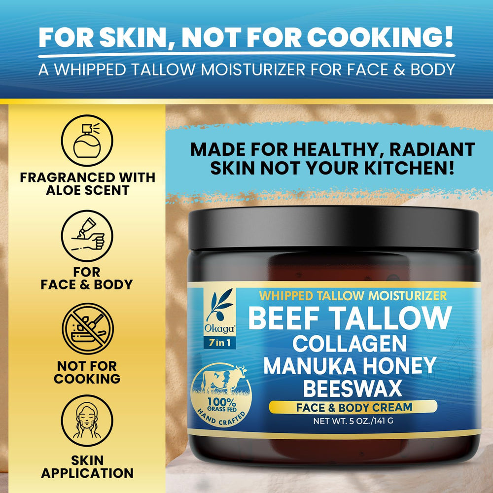 Okaga Balm with beeswax and collagen highlights natural, eco-friendly skincare.
