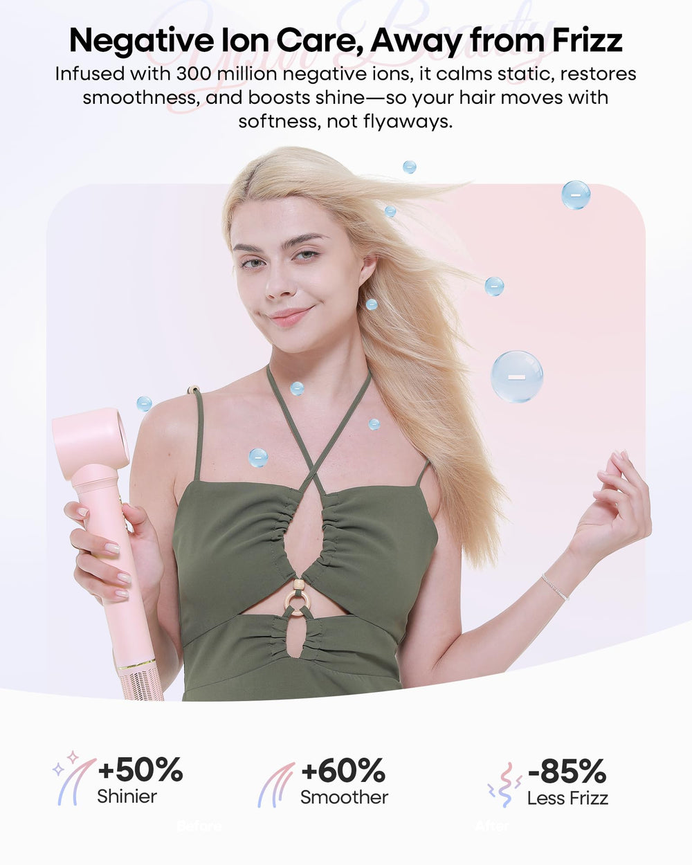 okaydeer smart temperature control with negative ions for safer drying and frizz control