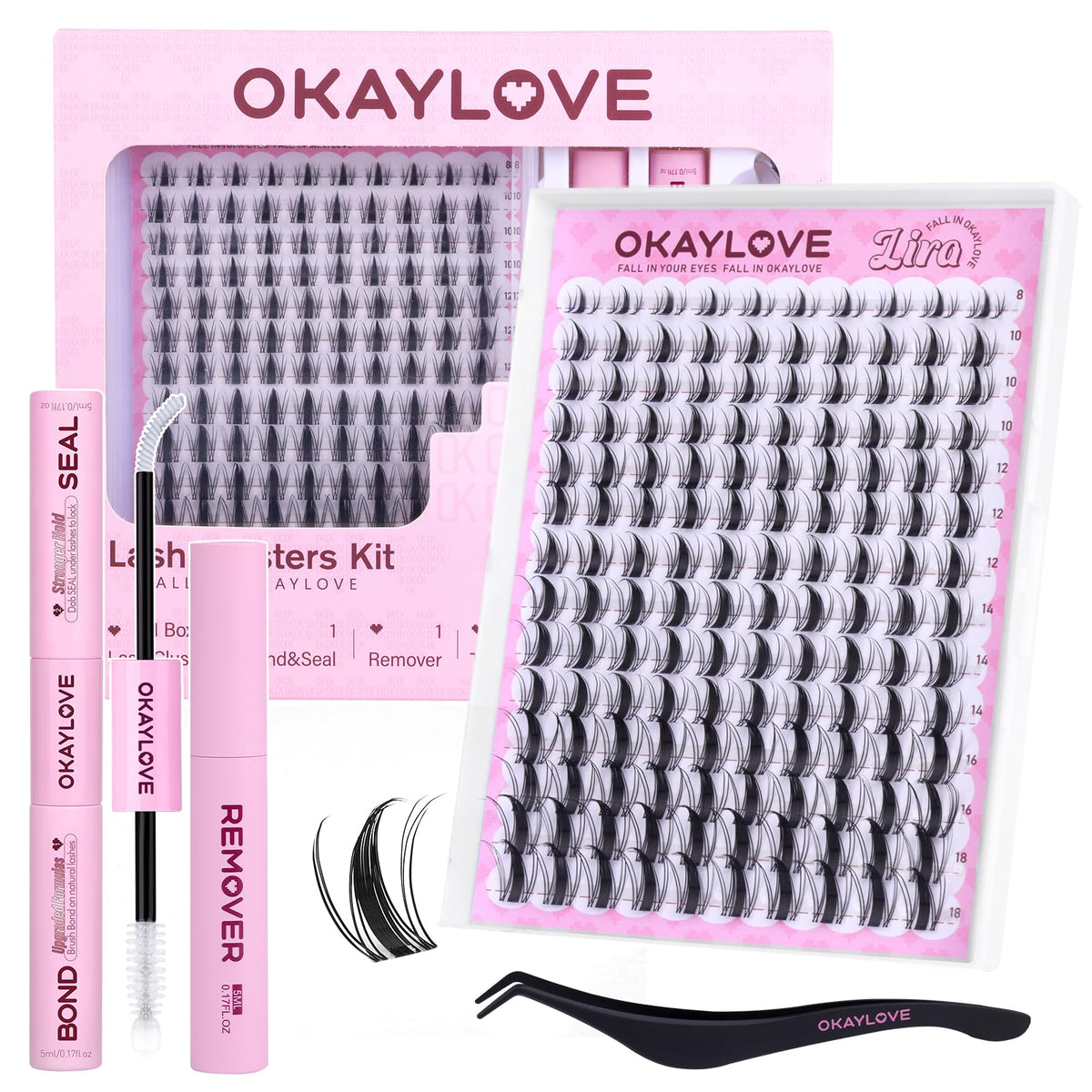 OKAYLOVE LIRA manga lash clusters closeup for fluttery, anime-inspired eye definition.
