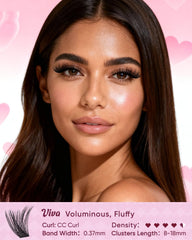 OKAYLOVE VIVA lashes closeup highlighting CC curl for natural lift