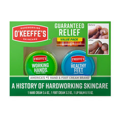 O'Keeffe's gift box trio for daily dry-skin care.