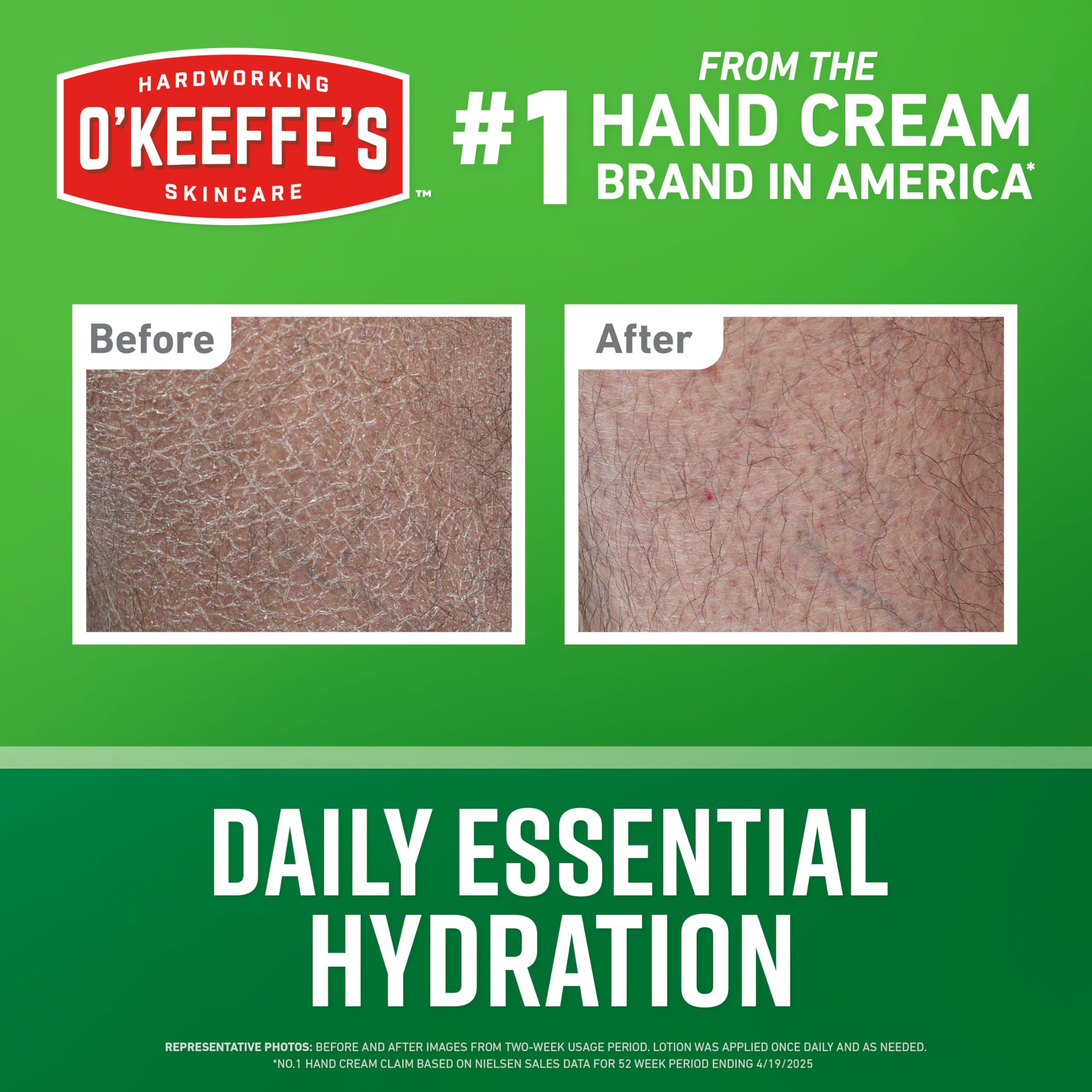 O'Keeffe's lotion being applied to dry hands for quick moisture.