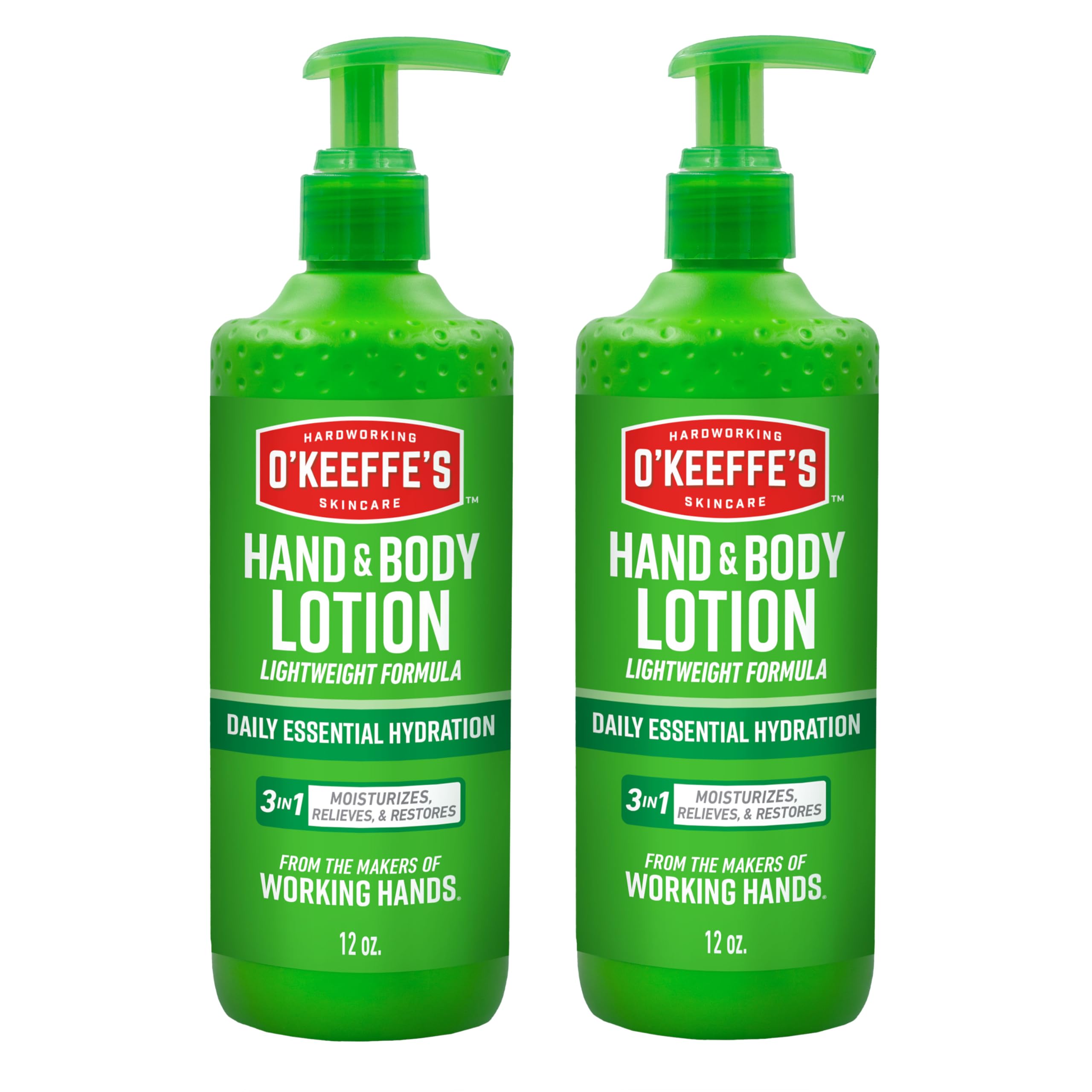 O'Keeffe's Hand and Body Lotion pump bottle front for daily hydration.