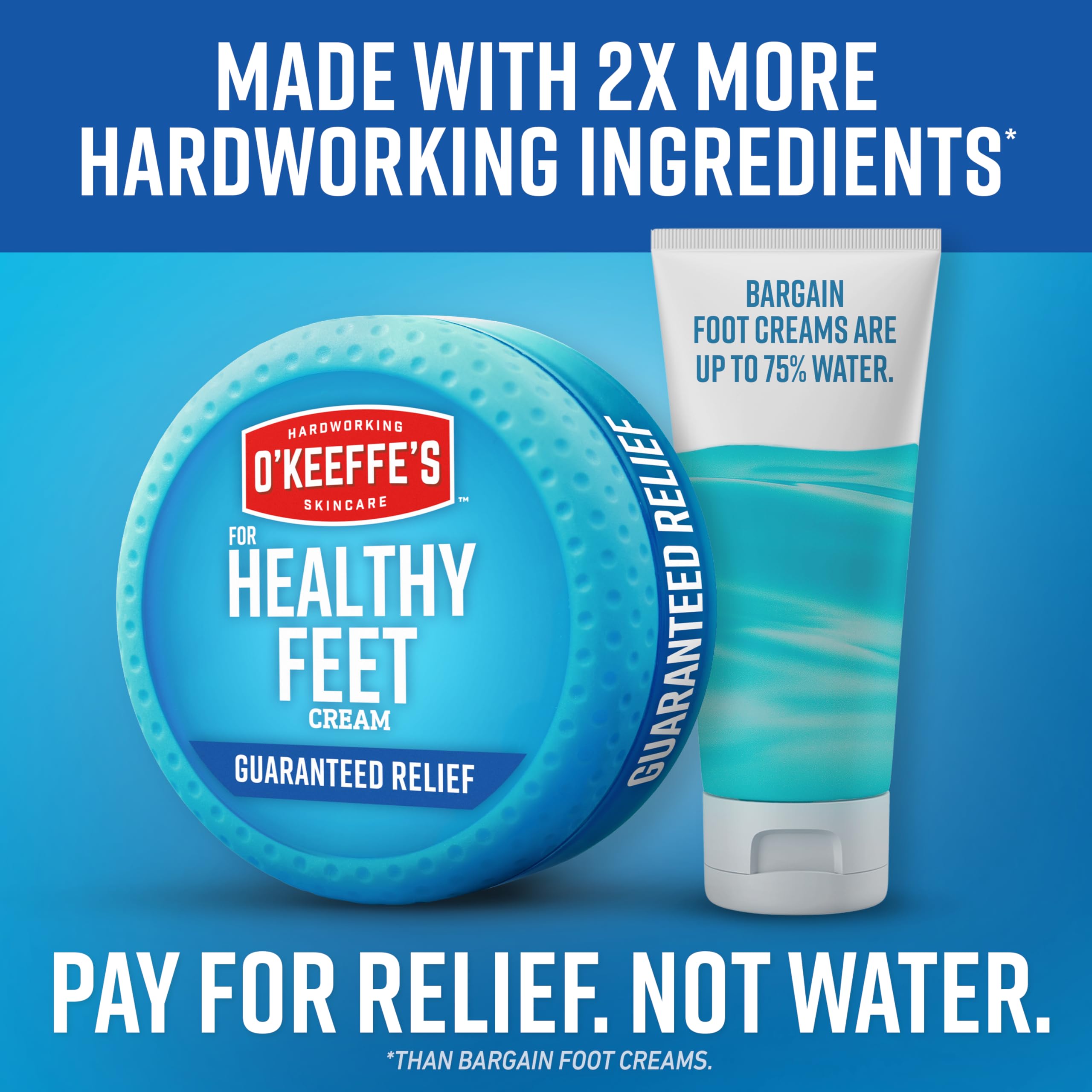 O'Keeffe's Healthy Feet bedtime application photo suggests easy nightly care routine.