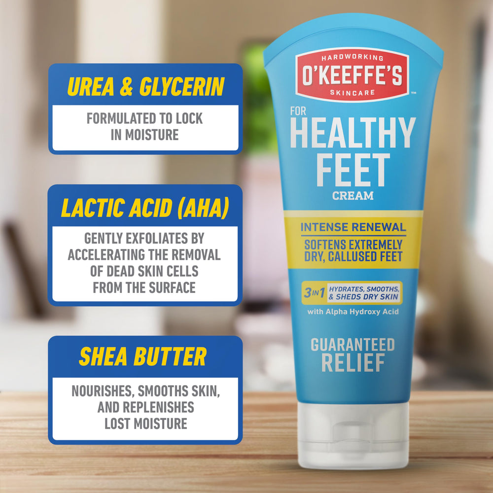 O'Keeffe's Healthy Feet cream being applied by hands for moisture boost