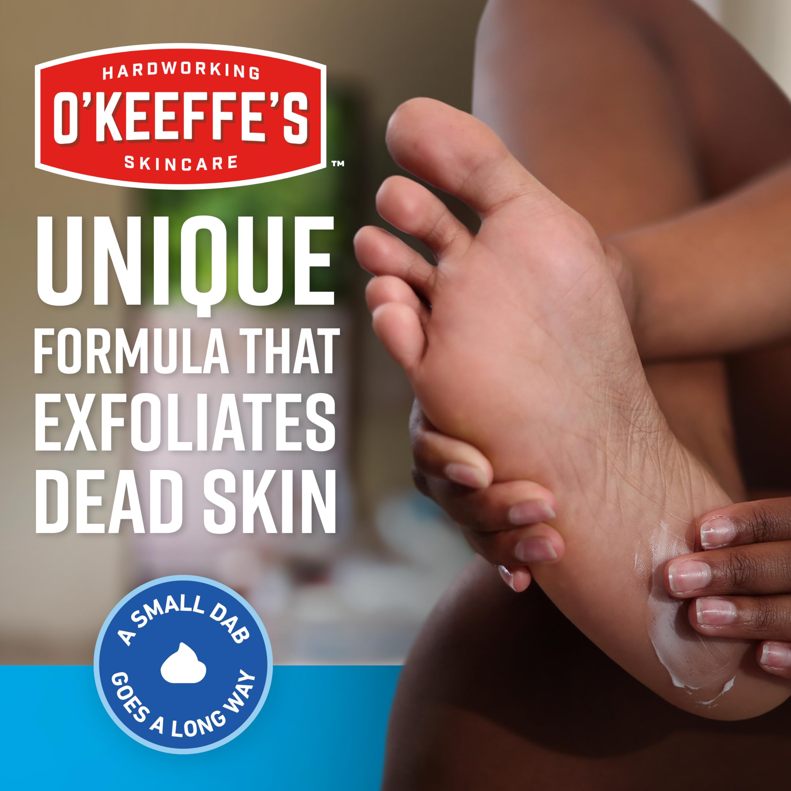 O'Keeffe's Healthy Feet cream cap close-up for portable care