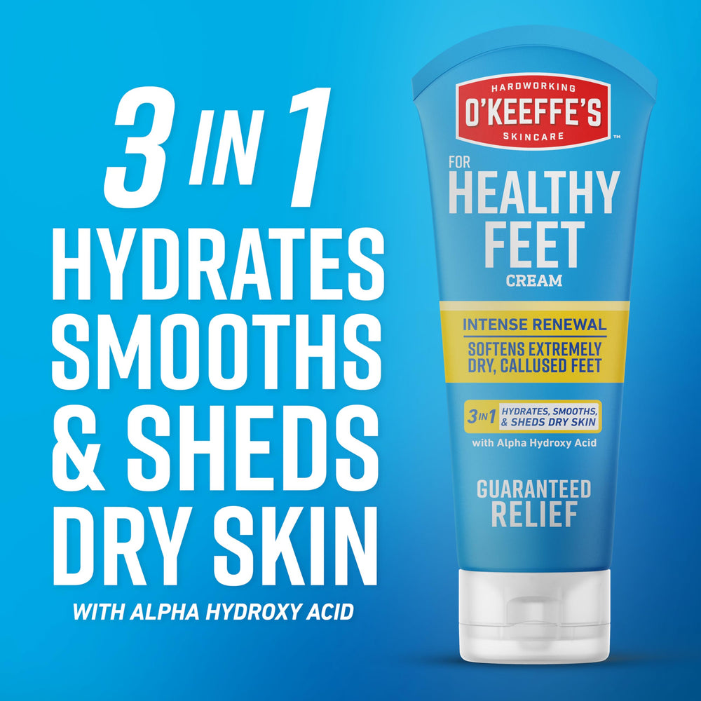 O'Keeffe's Healthy Feet ingredients highlight AHA, urea and shea butter blend