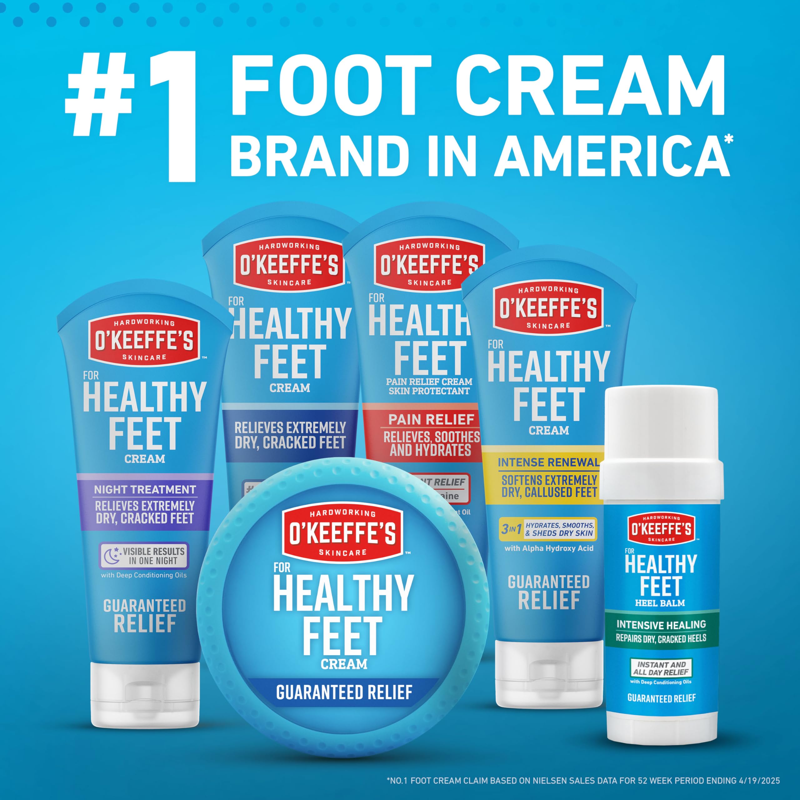 O'Keeffe's Healthy Feet unscented formula shown as non-greasy skin protection.