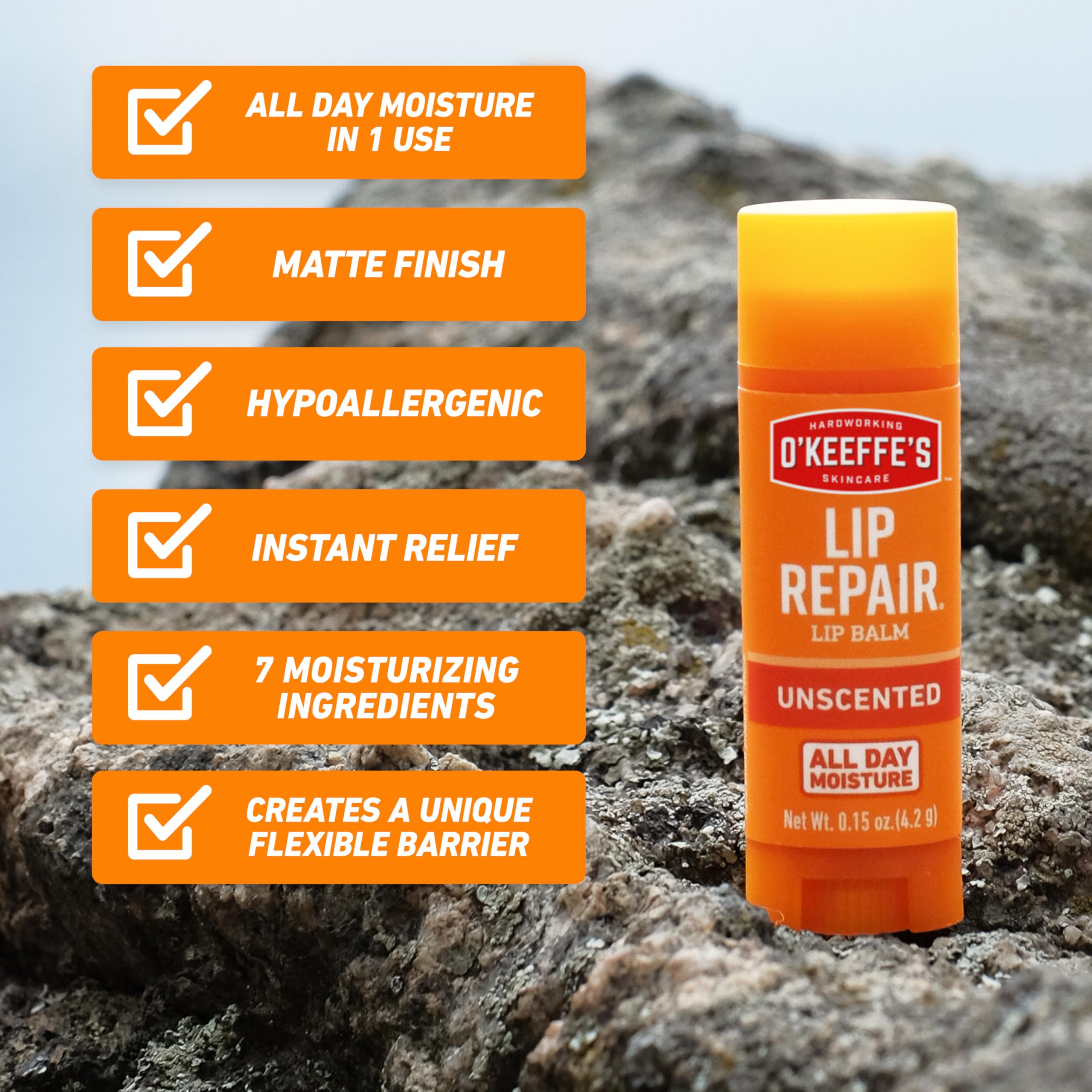 Detailed texture of O'Keeffe's Lip Repair unscented balm